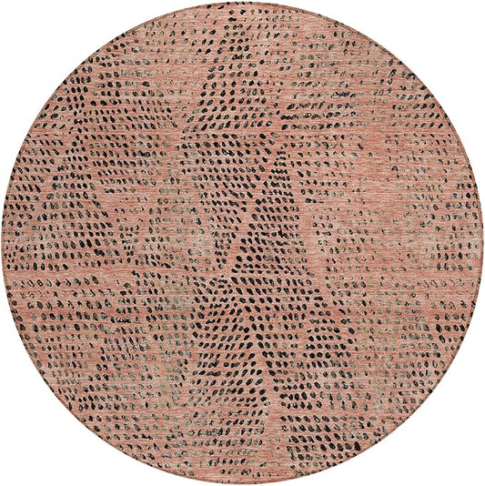 Addison Rugs Chantille ACN591 Salmon 8' x 8' Indoor Outdoor Round Rug, Easy Clean, Machine Washable, Non Shedding, Bedroom, Living Room, Dining Room, Kitchen, Patio Rug