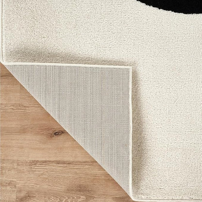 Abani Abstract Beige/Black Area Rug - 6'x9' - Modern Curved Line Design - Deco Collection - Easy to Clean - Durable for High Traffic Areas - Bedroom, Office & Kitchen - Medium Pile