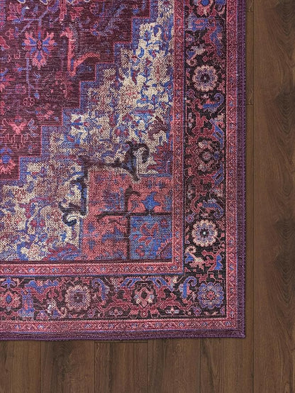 Fame Rugs Turkish Rug. Washable Vintage Oriental Antique Inspired Traditional Doormat Small Modern Area Rugs Luxury Entryway Entry Bedroom Bathroom Kitchen (398RR, 2'5 x 9'8)