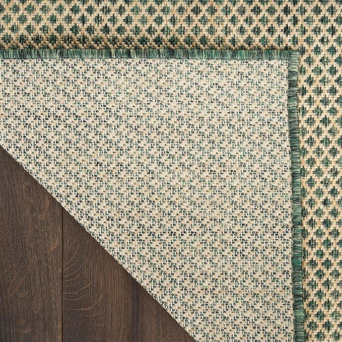 Nourison Home Courtyard Green 3' x 5' Area Rug - Easy Clean, Non Shedding, Bed Room, Living Room, Dining Room, Kitchen (3' x 5')