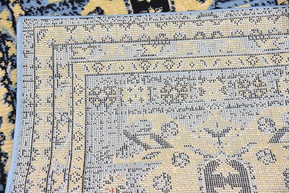 Unique Loom Taftan Collection Border Geometric Tribal Inspired Design Area Rug (2' 2 x 8' 2 Runner, Light Blue/ Gold)
