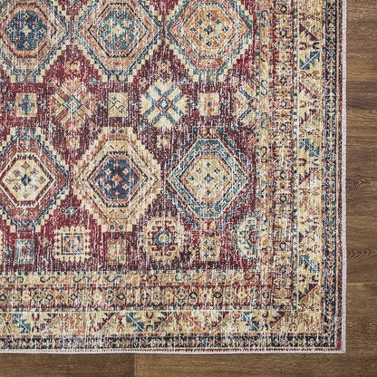 Bloom Rugs Caria Washable Non-Slip 9x12 Rug - Dark Red/Multicolor Traditional Area Rug for Living Room, Bedroom, Dining Room, and Kitchen - Exact Size: 9' x 12'