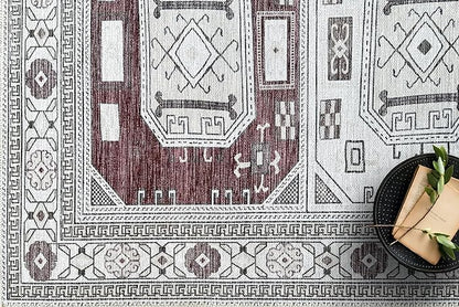 Fame Living Faded Oushak Rug, Turkish Vintage Floral Pastel Large Oversized Area Rugs for Living Room Dining Bedroom Kitchen Bathroom Nursery (848CrRd, 5'9" x 8'9")