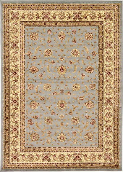 Unique Loom Voyage Collection Traditional Oriental Classic Intricate Design Area Rug (8' 0 x 11' 4 Rectangular, Light Blue/Gold)