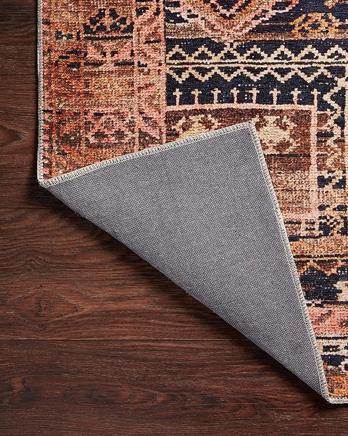 Loloi Layla Collection LAY-14 Mocha/Blush 9'-0" x 12'-0" .13" Thick Area Rug, Soft, Durable, Vintage Inspired, Distressed, Low Pile, Non-Shedding, Easy Clean, Printed, Living Room Rug