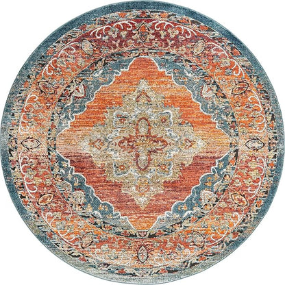 Unique Loom Isabella Collection Area Rug - Rossellini (7' 10" Round, Rust Red/ Beige)