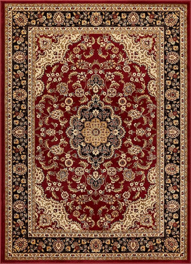 Well Woven Barclay Collection Medallion Kashan Red 8x10 Area Rug - for Living Room, Bedroom, and Dining Room
