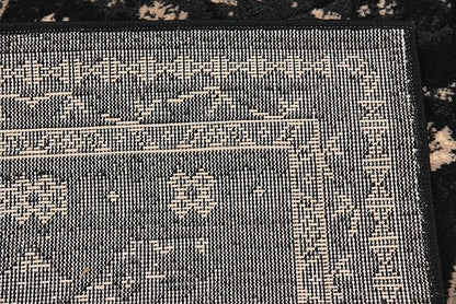 Unique Loom Taftan Collection Border Geometric Tribal Inspired Design Area Rug (2' 2 x 8' 2 Runner, Black/ Gray)