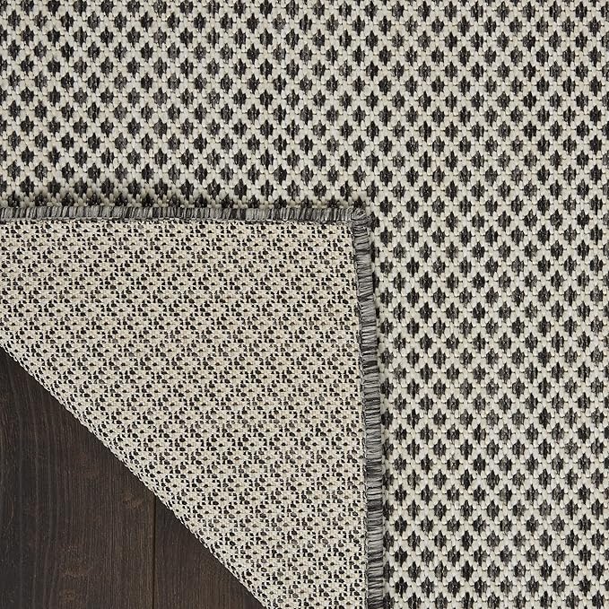 Nourison Home Courtyard Ivory Charcoal 8' x 10' Area Rug - Easy Clean, Non Shedding, Bed Room, Living Room, Dining Room, Kitchen (8' x 10')