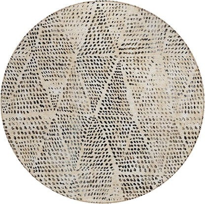Addison Rugs Chantille ACN591 Beige 8' x 8' Indoor Outdoor Round Rug, Easy Clean, Machine Washable, Non Shedding, Bedroom, Living Room, Dining Room, Kitchen, Patio Rug