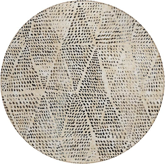 Addison Rugs Chantille ACN591 Beige 8' x 8' Indoor Outdoor Round Rug, Easy Clean, Machine Washable, Non Shedding, Bedroom, Living Room, Dining Room, Kitchen, Patio Rug