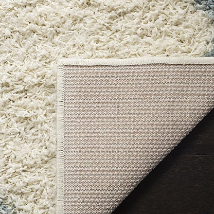 SAFAVIEH Dallas Shag Collection Area Rug - 5'1" x 7'6", Ivory & Light Blue, Trellis Design, Non-Shedding & Easy Care, 1.5-inch Thick Ideal for High Traffic Areas in Living Room, Bedroom (SGD257J)