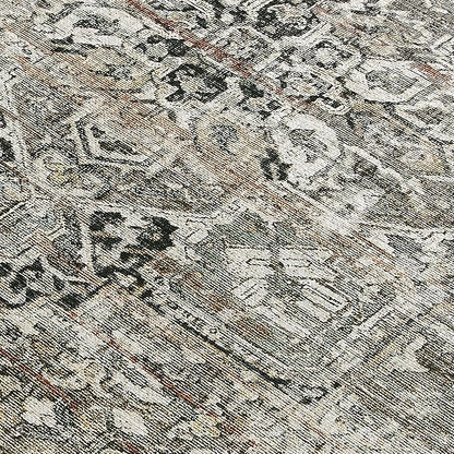 ReaLife Rugs Machine Washable Area Rug Runner - Living Room Bedroom Bathroom Kitchen Entryway Office - Padded Low Pile Stain Resistant Premium - Boho Farmhouse Vintage - Lyle - Brown 2'6" x 8'