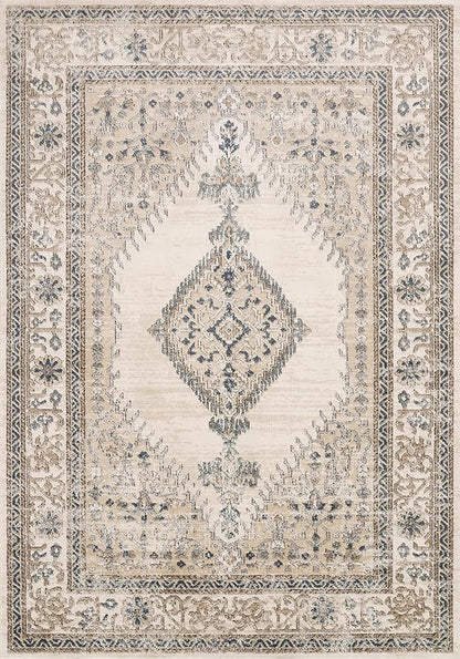 Loloi Teagan Collection TEA-02 Oatmeal/Ivory 7'-11" x 10'-6" Area Rug, Large, Soft Neutral Rug, High-Traffic for Living Room, Bedroom, Home Office, Dining Area