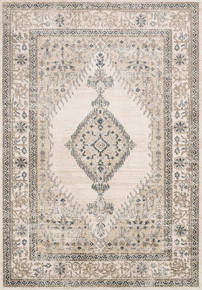 Loloi Teagan Collection TEA-02 Oatmeal/Ivory 2'-8" x 4' Accent Rug, Large, Soft Neutral Rug, High-Traffic for Living Room, Bedroom, Home Office, Dining Area