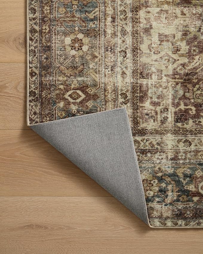 Loloi Magnolia Home by Joanna Gaines Sinclair Collection SIN-01 Rust/Lagoon 2'-3" x 3'-9", .25" Pile Height, Machine Washable, Accent Rug