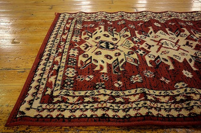 Unique Loom Taftan Collection Border Geometric Tribal Inspired Design Area Rug (2' 7 x 10' 0 Runner, Red/ Gold)