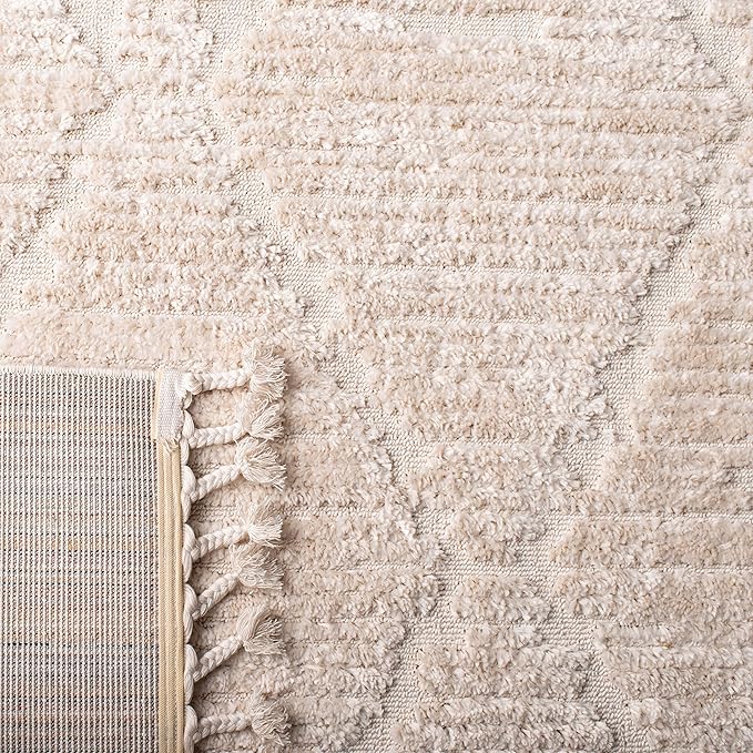 SAFAVIEH Marrakesh Collection Accent Rug - 3' x 5', Beige, Moroccan Boho Tribal Tassel Design, Non-Shedding & Easy Care, Ideal for High Traffic Areas in Entryway, Living Room, Bedroom (MRK517C)