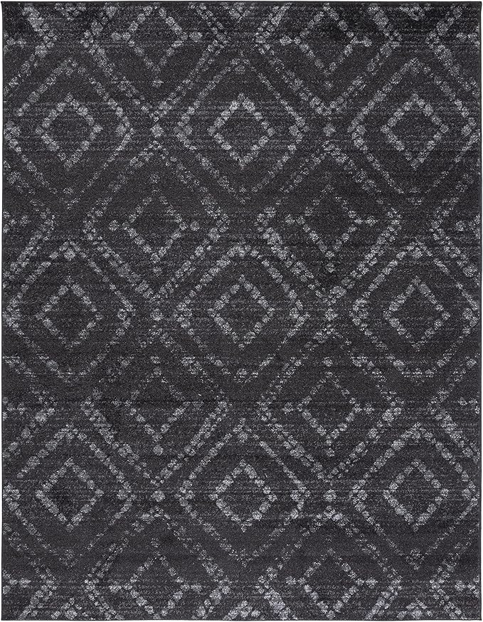 SAFAVIEH Adirondack Collection Area Rug - 10' x 14', Dark Grey & Grey, Modern Diamond Distressed Design, Non-Shedding & Easy Care, Ideal for High Traffic Areas in Living Room, Bedroom (ADR131F)