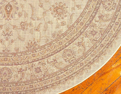Unique Loom Voyage Collection Traditional Oriental Classic Area Rug (3' 3 x 3' 3 Round, Ivory/Gold)
