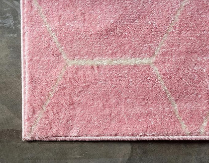 Unique Loom Trellis Frieze Collection Area Rug - Geometric (9' x 12' 2", Light Pink/ Ivory)