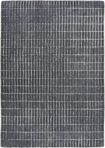 Hand-Tufted 100% Wool Area Rug – Unique Modern Geometric Grid Pattern, Soft Plush Textured Carpet for Living Room, Bedroom, Dining Room & Entryway (Smoke, 5' x 8')