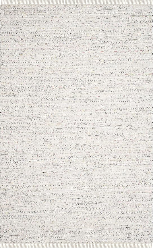 SAFAVIEH Rag Rug Collection Area Rug - 6' x 9', Ivory & Multi, Handmade Boho Stripe Cotton, Ideal for High Traffic Areas in Living Room, Bedroom (RAR121G)