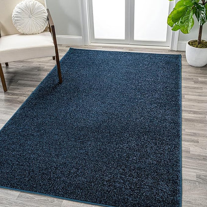 Eyely UES100C-9 Supersoft Haze Solid Low-Pile Indoor Area Rug Casual;Contemporary;Solid;Traditional, Bedroom, Kitchen, Living Room, Easy-Cleaning, Non-Shedding, 9 X 12, Navy