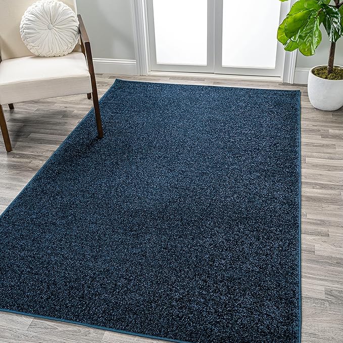 Eyely UES100C-14 Supersoft Haze Solid Low-Pile Indoor Area Rug, Coastal, Bohemian, Minimalist, Classic, Casual for Bedroom,Kitchen,Living Room,Non Shedding,Easy-Washing, Blue, 10 X 14