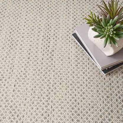 Nourison Home Courtyard Ivory Silver 6' x Square Area Rug - Easy Clean, Non Shedding, Bed Room, Living Room, Dining Room, Kitchen (6' x Square)