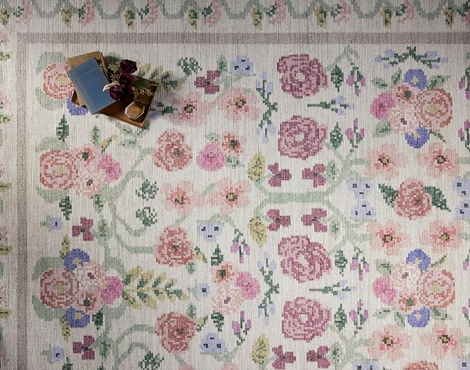 Loloi Rifle Paper Co. Rosa Collection RSA-01 Ivory 2'-3" x 3'-9" Accent Rug
