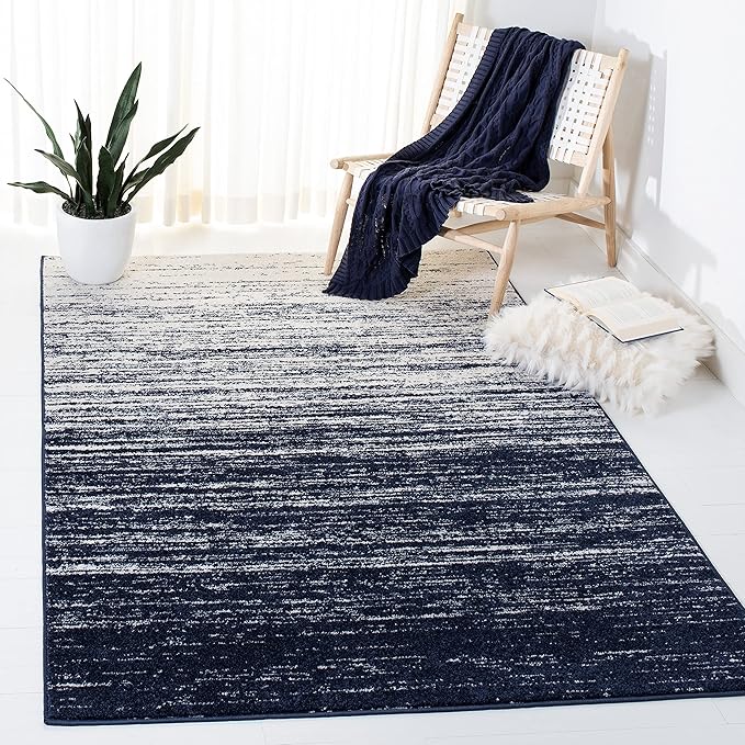 SAFAVIEH Area Rug 3x5 - Adirondack Collection - Navy & Ivory, Modern Ombre Design, Non Shedding & Easy to Clean, Ideal for Living Room, Bedroom, Office, Dining Space (ADR113N)
