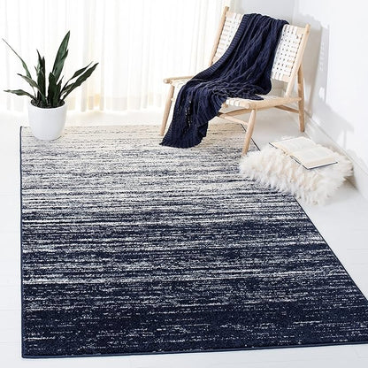 SAFAVIEH Area Rug 6x9 - Adirondack Collection - Navy & Ivory, Modern Ombre Design, Non Shedding & Easy to Clean, Ideal for Living Room, Bedroom, Office, Dining Space (ADR113N)