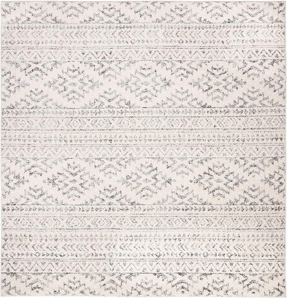SAFAVIEH Tulum Collection Area Rug - 10' Square, Ivory & Grey, Moroccan Boho Tribal Design, Non-Shedding & Easy to Clean, Ideal for Living Room, Bedroom, Dining Space (TUL272A)