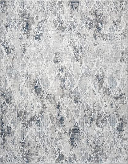 Adel Modern Area Rug for Living Room, 8x10 Rustic Distressed Abstract Large Blue Rug, Medium Pile Stain Resistant Carpet for Bedroom, Dining Room or Kitchen (8' x 10', Blue)