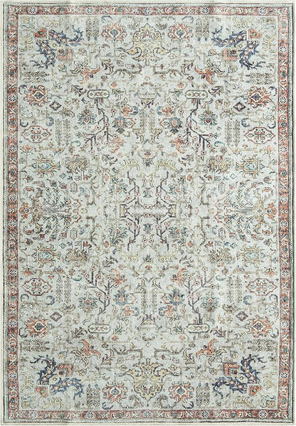 Keen Home Design 8x10 Rug - Machine Washable Area Rug with Non-Slip Backing, Ideal for Living Room, Dining Room, Bedroom - Vintage, Easy Clean, Durable, Low Pile Rug - (8' x 10')