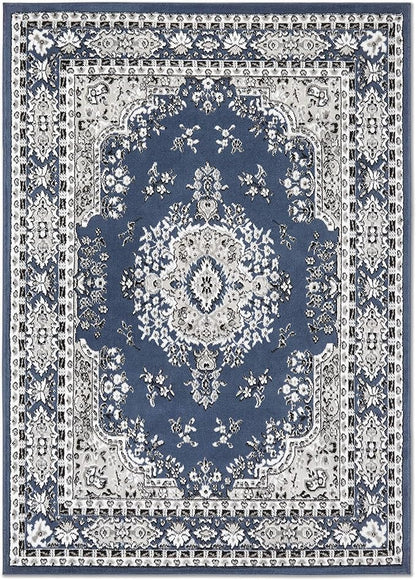 Home Dynamix Premium Sakarya Traditional Medallion Border Area Rug, Midnight Blue, 7'8"x10'7" Rectangle