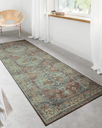 Loloi Skye Collection SKY-07 Terracotta/Sky 2'-6" x 12'-0" Runner Rug