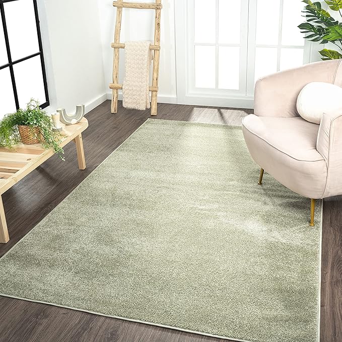 JONATHAN Y Haze Solid Low-Pile Green Indoor Area Rug 8x10, Coastal,Bohemian,Minimalist,Classic, Easy-Cleaning for Living Room,Bedroom,Kitchen,Pet Friendly,Non-Shedding (SEU100O-8)