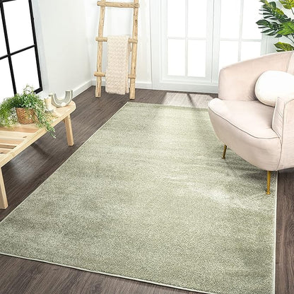 Eyely UES100O-8 Supersoft Haze Solid Low-Pile Indoor Area Rug Casual;Contemporary;Solid;Traditional, Bedroom, Kitchen, Living Room, Easy-Cleaning, Non-Shedding, 8 X 10, Green