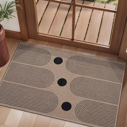 Tangsoo Rainbow Easy Jute 2x3 Outdoor Washable Rug for Entryway,Non-Slip Small Area Rug Farmhouse Throw Mats Modern Neutral Indoor Carpet for Entryway Kitchen Foyer Front Porch
