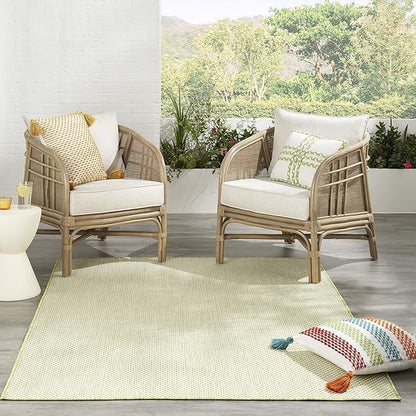 Nourison Home Courtyard Ivory Green 4' x 6' Area Rug - Easy Clean, Non Shedding, Bed Room, Living Room, Dining Room, Kitchen (4' x 6')