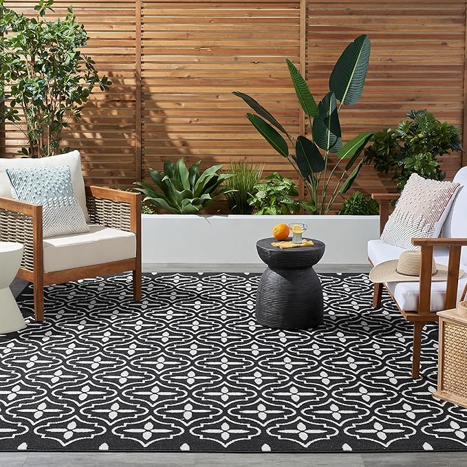 Nourison Home Nourison Essentials Black Ivory 6' x 9' Area Rug - Easy Clean, Non Shedding, Bed Room, Living Room, Dining Room, Kitchen (6' x 9')