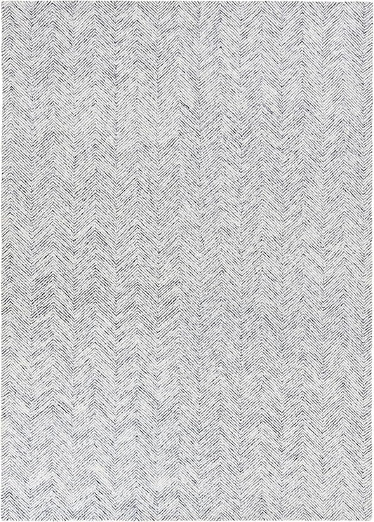 Modern Herringbone Chevron Collection Handcrafted Wool Area Rug - Durable, Zigzag Pattern, for High Traffic, Contemporary Design for Living Room, Bedroom, Dining Room Decor (Denim blue, 8' round)