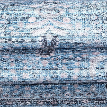 Fame Living Washable Area Rug. Modern Farmhouse. Vintage. Turkish. Bohemian. Distressed. Oriental. Traditional. Rugs for Living Room. Dining. Bedroom. Office. Entryway. Foyer. (866CBl, 9' x 12')