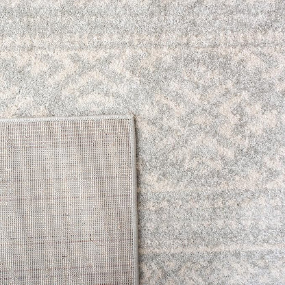 SAFAVIEH Tulum Collection Area Rug - 8' Round, Light Grey & Ivory, Moroccan Boho Tribal Design, Non-Shedding & Easy to Clean, Ideal for Living Room, Bedroom, Dining Space (TUL272F)
