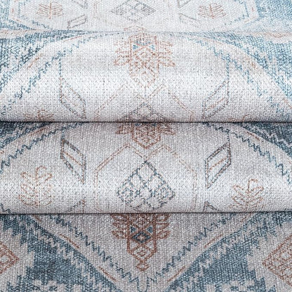 Washable Area Rug. Modern Farmhouse. Vintage. Turkish. Bohemian. Distressed. Oriental. Traditional. Rugs for Living Room. Dining. Bedroom. Office. Entryway. Foyer. (852CB, 7'5" x 9'8")