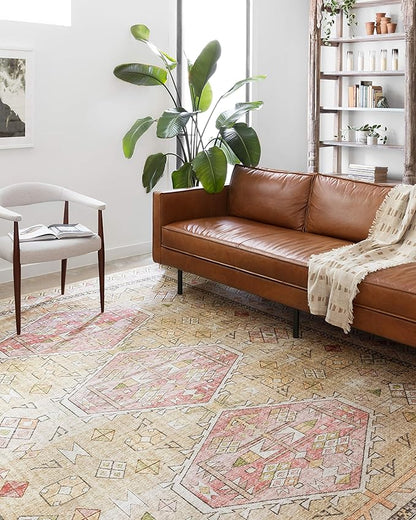 Loloi Skye Collection SKY-04 Gold/Blush 7'-6" x 9'-6" Area Rug