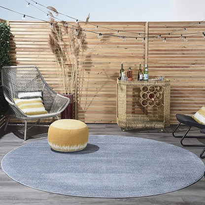 Nourison Home Nourison Essentials Blue Grey 8' x Round Area Rug - Easy Clean, Non Shedding, Bed Room, Living Room, Dining Room, Kitchen (8' x Round)