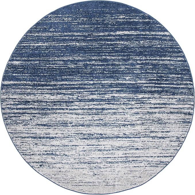 SAFAVIEH Adirondack Collection Area Rug - 11' Round, Navy & Grey, Modern Ombre Design, Non Shedding & Easy to Clean, Ideal for Living Room, Bedroom, Office, Dining Space (ADR113E)